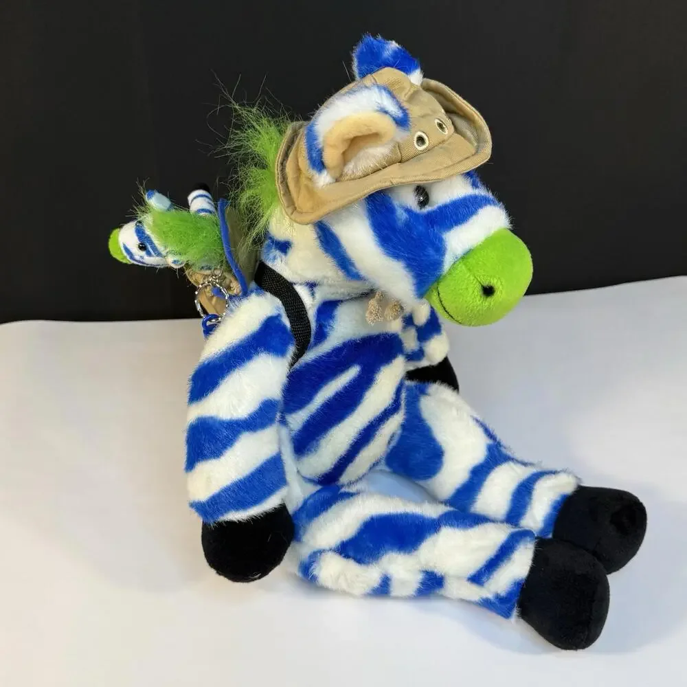 20" Vintage 1998 Zany Brainy Zipes Zebra Plush Toy W/ Baby Zebra - Picture 2 of 9